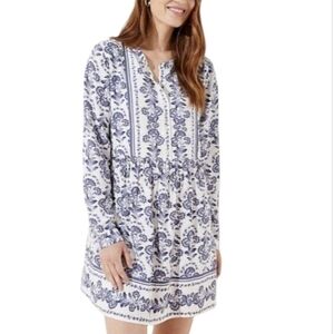 Loft Boho Swing Shirt Dress Floral Boho Cottagecore Oversized Garden Girl 2